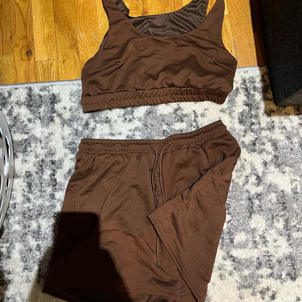 Brand New Brown Sweatshort Set